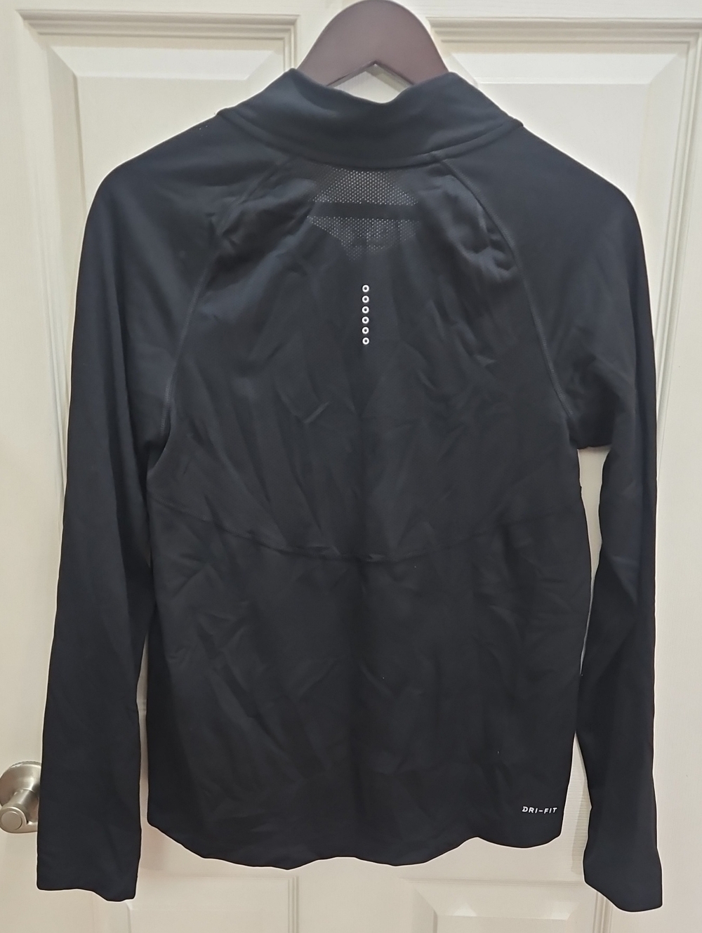 Nike Dri-fit Logo Black Quarterzip Thumbhole Pullover Runners Fleece Sz Med - Picture 5 of 7
